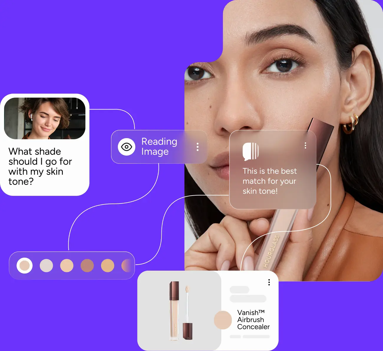 Yuma AI reading a shopper's image and recommending the best concealer shade